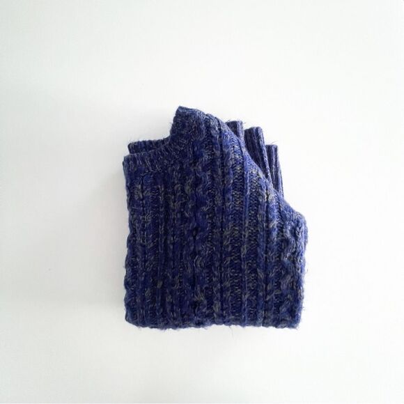 BB Dakota Cable Knit Chunky Sweater Blue Gray Diagonal Zipper Women's M Acrylic - Picture 10 of 12